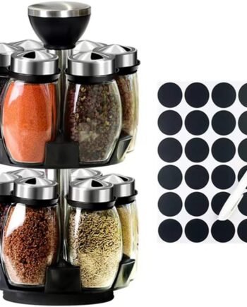 Revolving Spice Rack Organizer Countertop, Spinning Spice Storage Rack Tower Organizer with 12 Empty Jars, Rotating Spice Holder Shelf Seasoning Rack Shelf, Spice Seasoning Bottle Organizer