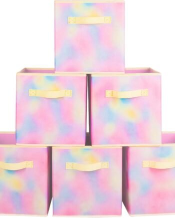 Storage Bins, Foldable Fabric Storage Cubes And Cloth Storage Organizer Drawer For Closet And Toys Storage, 6 Pack (Chromatic Tie Dye)