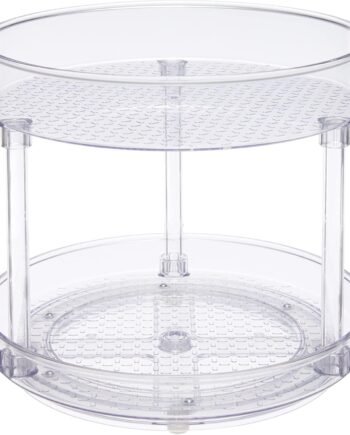 Lazy Susan Turntable Organizer, 9" Diameter, 2 Tier, Clear