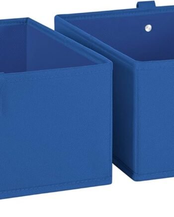 Kids 2pc Folding Storage Bins Set - 10.5” Bin Organizers with Handles - Blue Closet Organizer and Storage for Toys, Games, Shoes - Foldable Cube Storage Organizer Bins for Playroom, Nursery