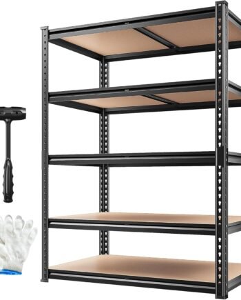 Storage Shelves 5 Tier Garage Shelving Heavy Duty, Adjustable Metal Shelving Unit, Garage Shelves for Basement, Warehouse, Pantry, Closet, Kitchen 72" H x 35.55" W x 16" D, Black
