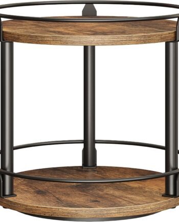 Lazy Susan Organizer, Rotating Spice Rack, 2 Tier Spice Turntable Organizer, Industrial Turntable Spice Holder, for Kitchen Countertop and Cabinet, Compact and Versatile, Rustic Brown SR22BR