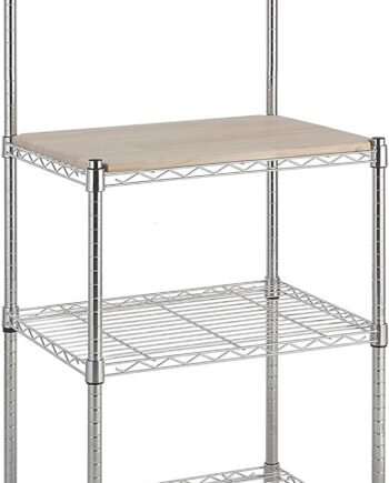 Kitchen Storage Baker's Rack with Removable Top, Chrome/Beige, 18"D x 24" W x 59"H