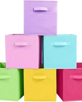 Foldable Fabric Storage Cubes And Cloth Organizer Drawer For Closet And Toys, 6 Pack (6 Colors)